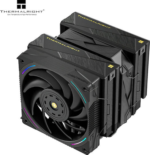 Thermalright Royal Pretor 130 Ultra Охладител за ЦПУ Двойен вентилатор за Socket /A/M/4/A/M/5/1/2/0/0/1/1/5/x/1/7/0/0/ с ARGB Осветление Черен