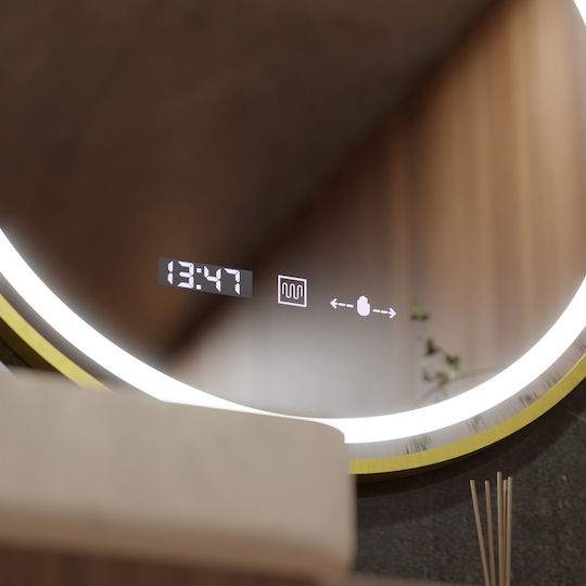 Alista Home Oglindă de Baie Rotundă Lumini LED Atingere 60x60cm Auriu