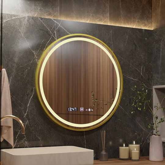 Alista Home Oglindă de Baie Rotundă Lumini LED Atingere 60x60cm Auriu