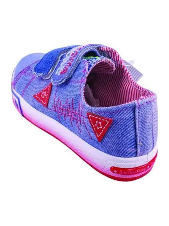 Kids Sneakers with Hoop & Loop Closure Light Blue