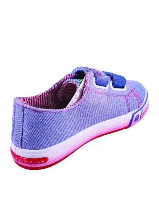 Kids Sneakers with Hoop & Loop Closure Light Blue