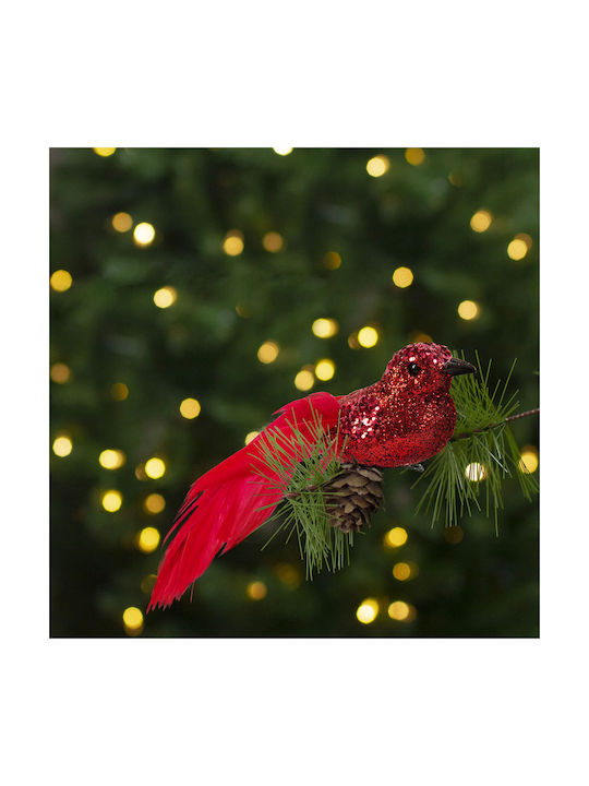 Christmas Tree Ornaments Glitter Bird Clip Red 2 Pieces Pack