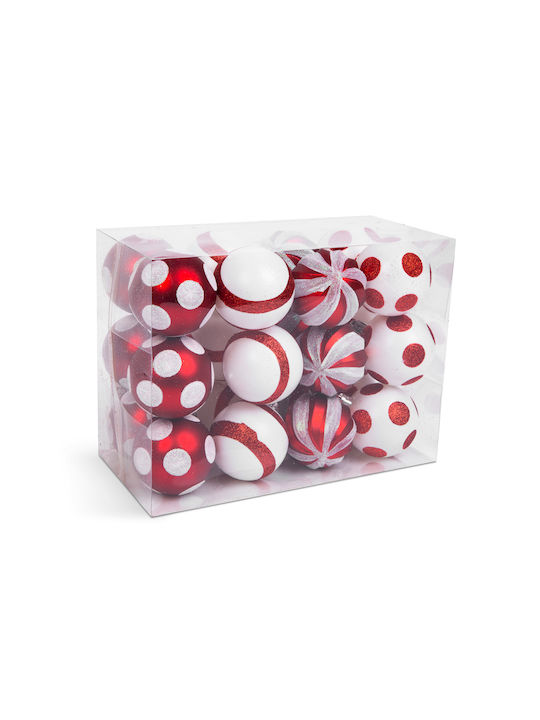 Christmas Tree Decoration Set Red White 24 Pcs Set Christmas Tree Decoration Set Red White 24 Pcs Set