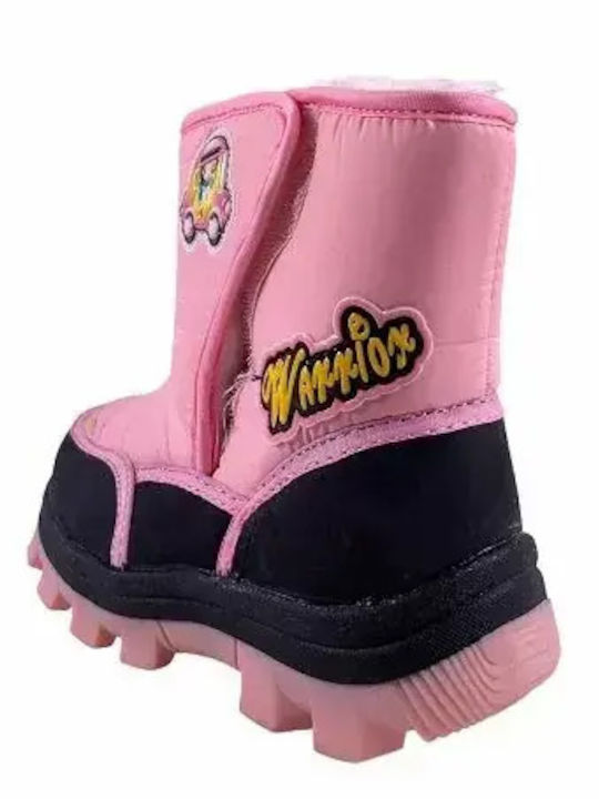 Kids Snow Boots with Velcro Pink