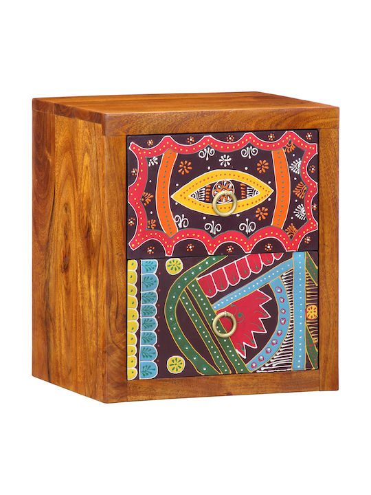 Κομοδίνα από Μασίφ Ξύλο Πολύχρωμα 2τμχ 35x30x40cm