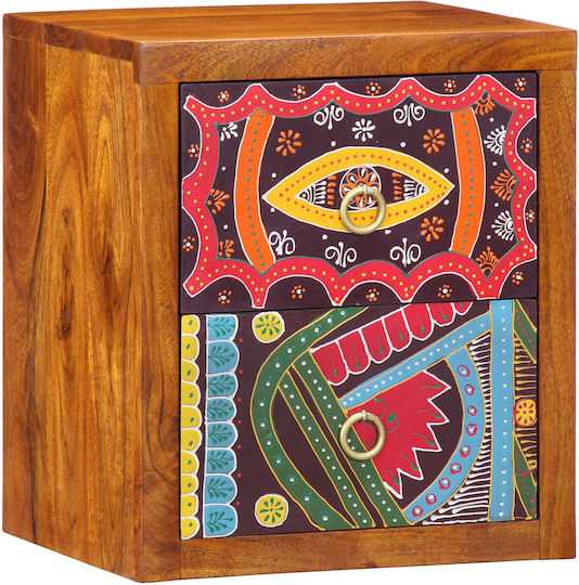 Κομοδίνα από Μασίφ Ξύλο Πολύχρωμα 2τμχ 35x30x40cm