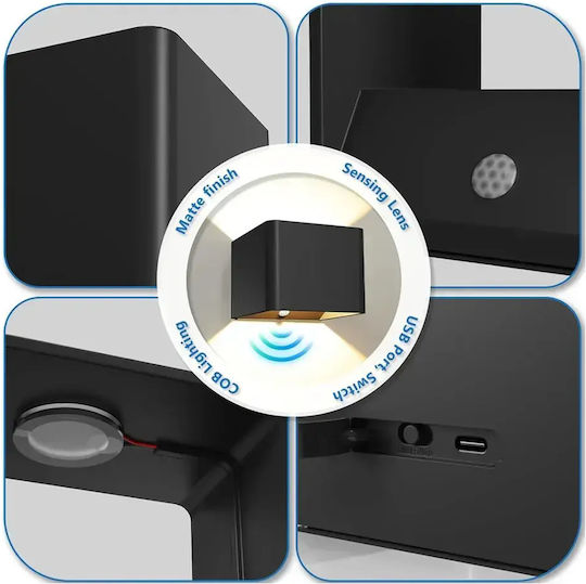Wall Lamp Acmhnc * 16040-3 Wireless Стенно Външно Осветително Тяло LED 5W с Топло бяло Светлина 10x8εκ.