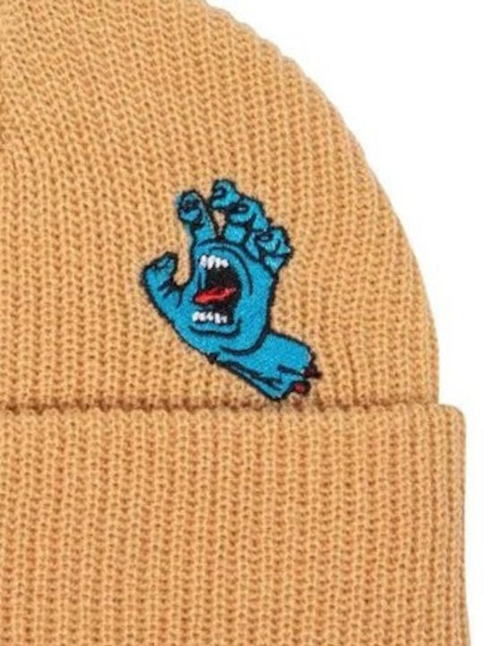 Screaming Beanie Unisex Beanie Knitted in Beige color