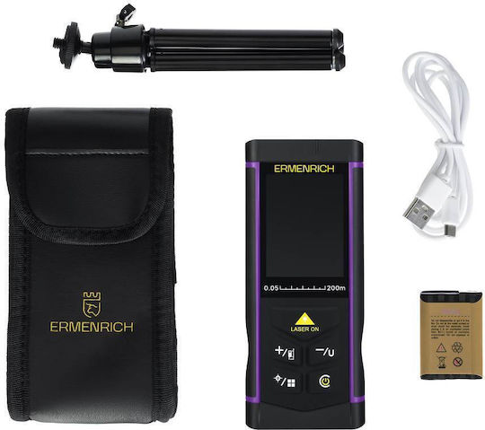 Laser Measurer Ermenrich Pro LR200 TFT Display Camera Up To 200 Meters Measuring Range Black