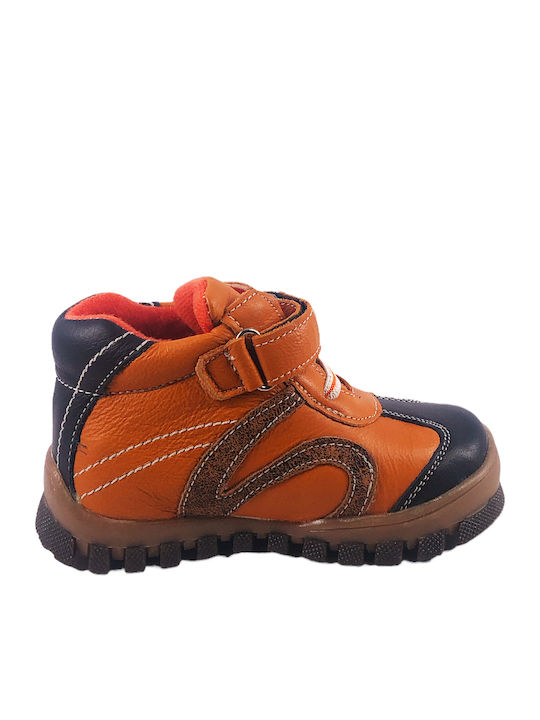Lederne Kinderstiefel Orange