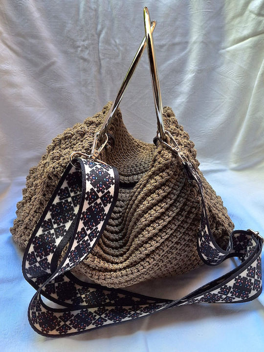 Boho Γυναικεία Τσάντα Χειρός Μπεζ
