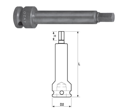 3/4'' Impact Socket Head External Hex Profile One Piece Length 100 Mm 10