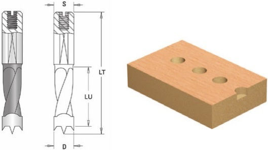 Cms Drill Bit Blind Holes Flattened Cylindrical Shank Adjustment Screw D10x43x70 Z2+2 Dr