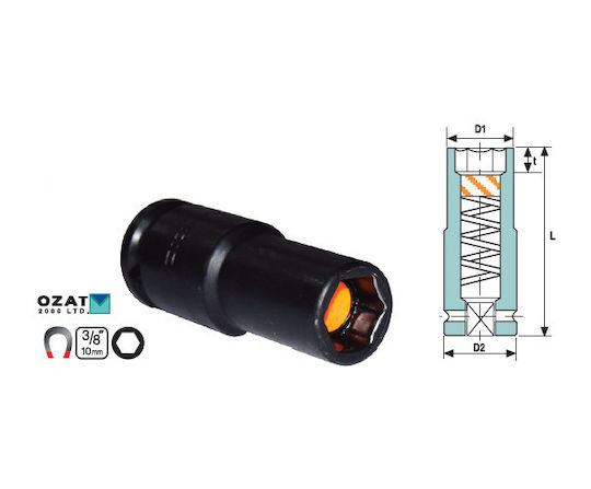 3/8'' 13mm Magnetic Impact Socket Head