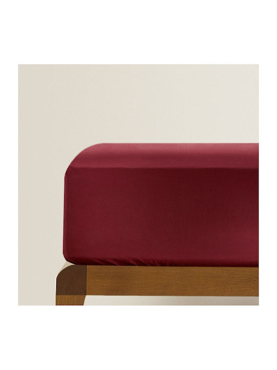 My Home Luxury Cearșaf Semi Dublu cu Elastic 120x200+30cm. Bordeaux