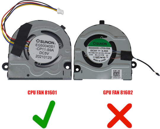Ανεμιστηράκι Laptop Cpu Cooling Fan Dell Inspiron 13 Pro 5310 Vostro 5310 V5310 Latitude 3320 0prh9f Prh9f Eg50040s1-cp11-s9a 023.100mk.0001 Dc5v 0.1a 4pin Κωδ.81601
