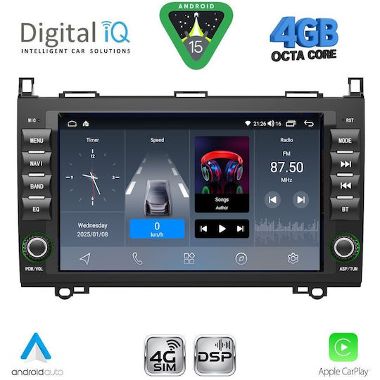 Digital IQ Car Audio System for Mercedes-Benz Sprinter / Vito / Viano 2007-2019 (Bluetooth/USB/WiFi/GPS/Apple-Carplay/Android-Auto) with Touch Screen 8"