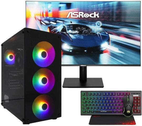 Vengeance Genesis-V64 Настолен Компютър (Ryzen 5-5500/16GB DDR4/512GB SSD/Radeon RX 6400/Без Операционна Система) и Монитор ASRock CL27FFA