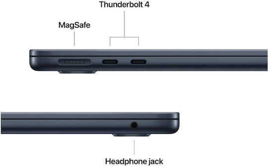 Apple MacBook Air 13.6" IPS Retina Display (M4-10-Ядрен/32GB/1TB SSD/10-Core GPU) с 35W Двоен Зарядно Устройство Midnight (Международен Английски Език Клавиатура)
