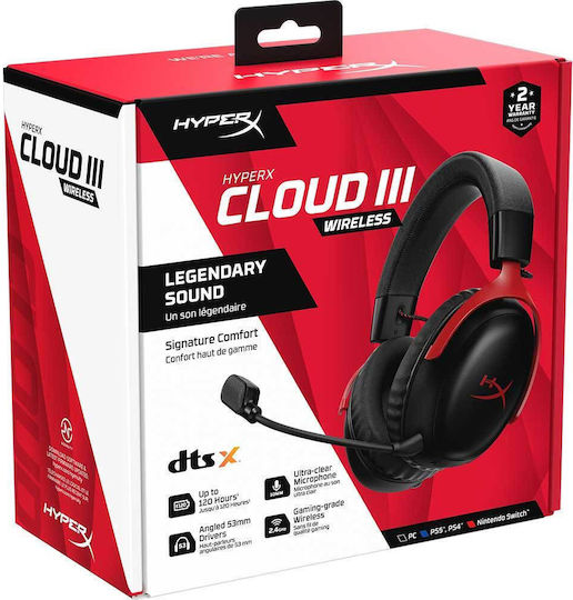 HyperX Cloud Core Wireless Надушници Геймърски слушалки с връзка USB Черен