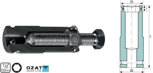 Impact Socket Head Retaining Ring 1/2'' Long Version 19