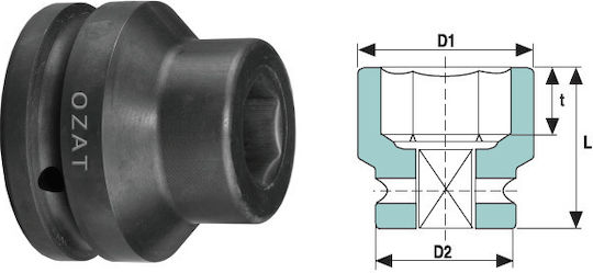 3/4'' 6-точков Тънкостенен Въздействие Гнездо Късо 30