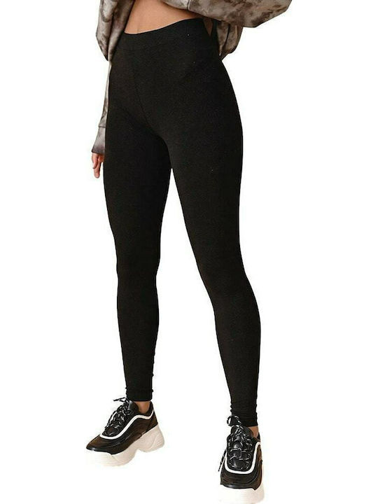 Frauen Lang Leggings Hochgeschnitten Schwarz