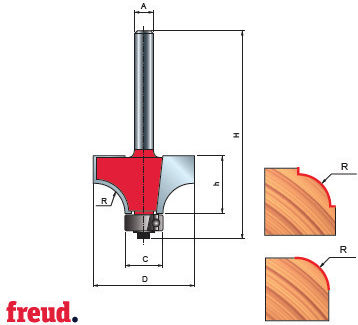 34 Freză Profil Concav 1/4c Cu Vârf Din Carbură Z=2 Coada Rulment Inferior Mărimea 16.7 34-10108p