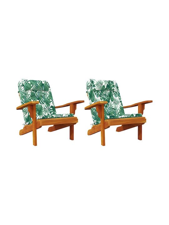 vidaXL Garden Chair Cushion with Backrest Green 2 Pieces 58x77cm