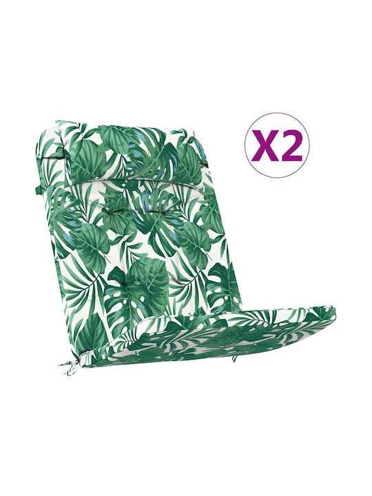 vidaXL Garden Chair Cushion with Backrest Green 2 Pieces 58x77cm