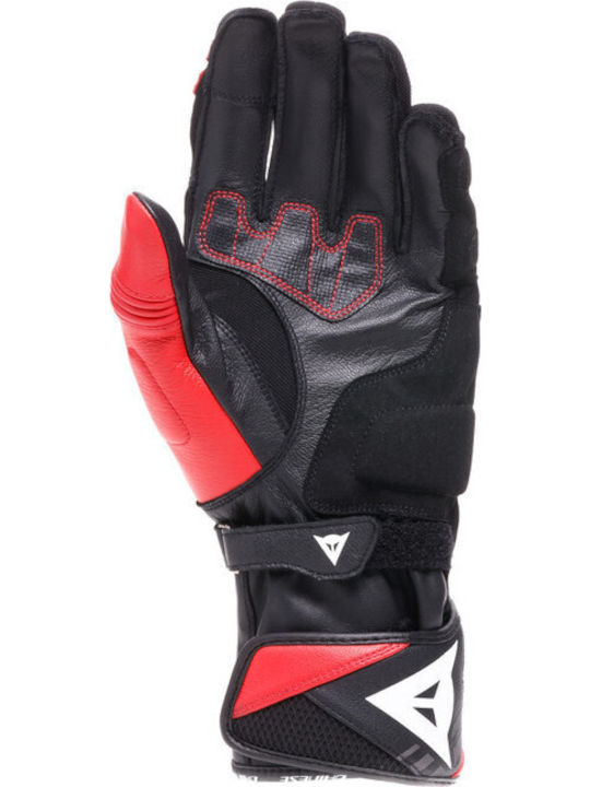 Dainese Reacto Carbon Long Καλοκαιρινά Ανδρικά Γάντια Μηχανής Δερμάτινα Black / Red-Lava