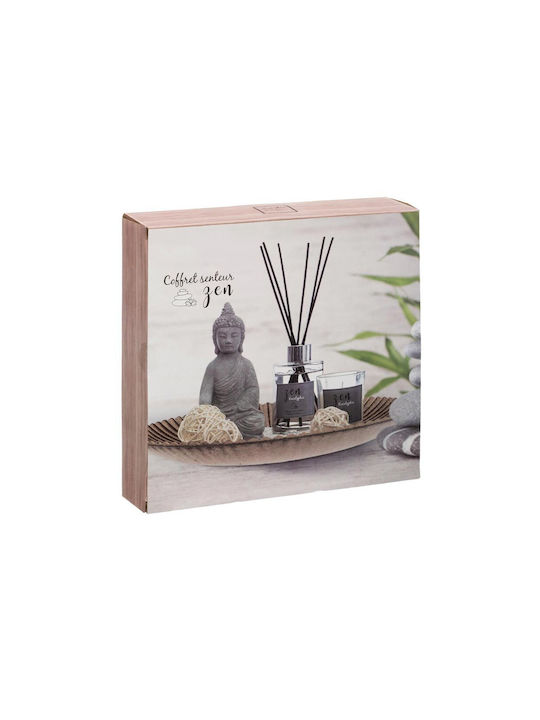 Set Home Fragrance 7 Pieces Zen Set Fragrant Sticks Scented Candle Decoration Tray Buddha Figurine 31.5x16.5 Cm Aria Trade
