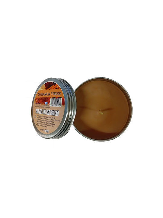 Erycandles Αρωματικό Κερί Cinnamon Sticks Μεταλλικό Κουτί 8χ5 Ασημί