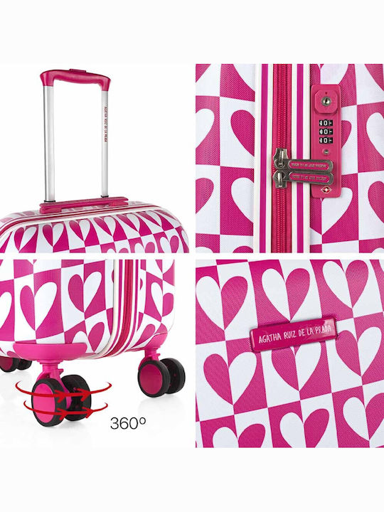 Agatha Ruiz De La Prada Kids Medium Hard Pink Suitcase with 4 Wheels Height 67cm
