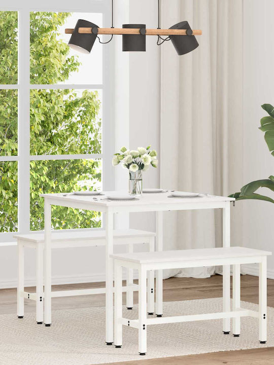 Platz Tisch Speisesaal aus Massivholz & Metall White 80x80x75cm
