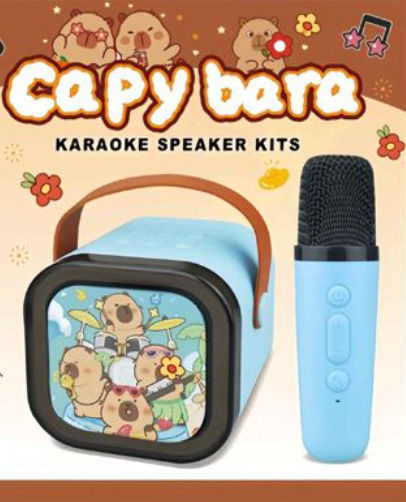 Ηχείο Karaoke με Ενσύρματo Μικρόφωνο και Εφέ Φωτισμού Capy bara RZ-CB2 Μπλε