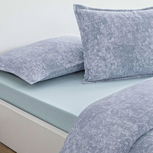 Tac Set Huse Pentru Pilote 100% Bumbac 200x220cm Dublă Cu 2 Fețe De Pernă & 1 Cearșaf Shimmer Albastru