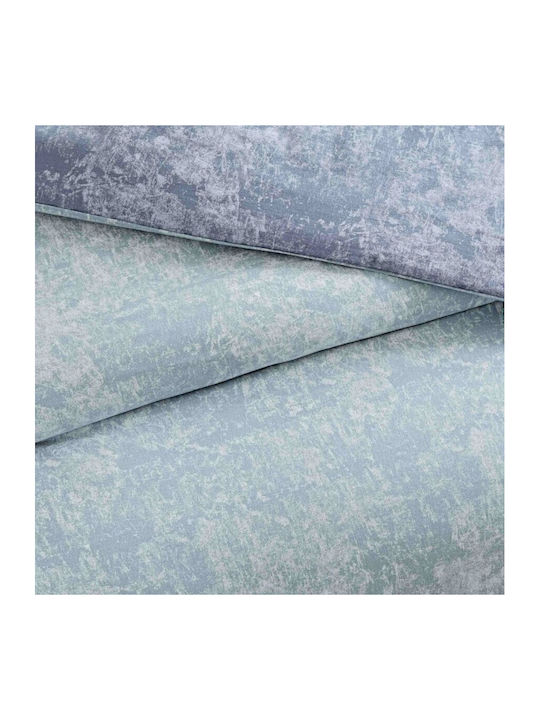 Tac Set Husă de Pilotă Bumbac Dublă cu 2 Fețe de Pernă & 1 Cearsaf 200x220 Shimmer Blue