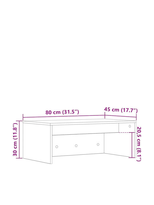 Бюро Дървено Бяло 80x45x30см