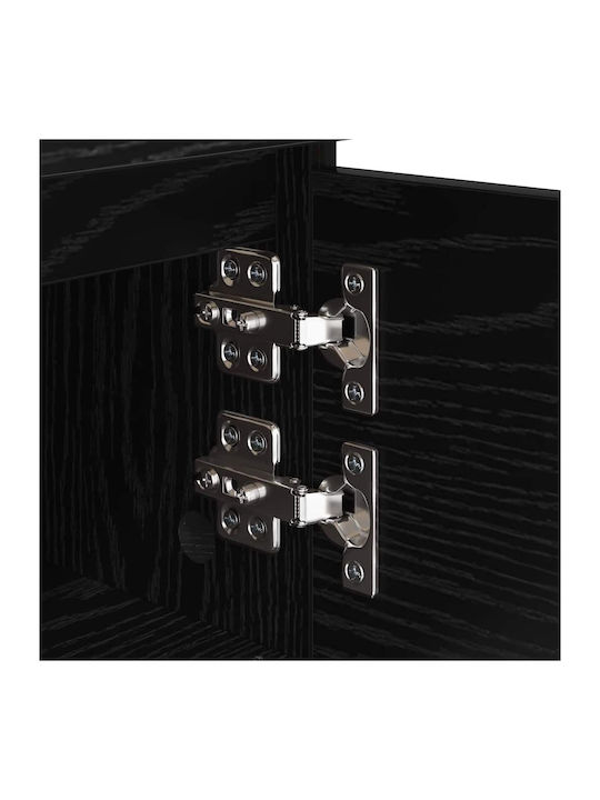 Metal Bedside Table With Glass Surface Black 40x35x50cm