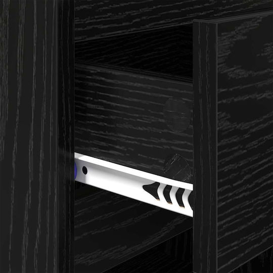 Metal Bedside Tables with Glass Surface Black 2 Pieces 40x35x50cm