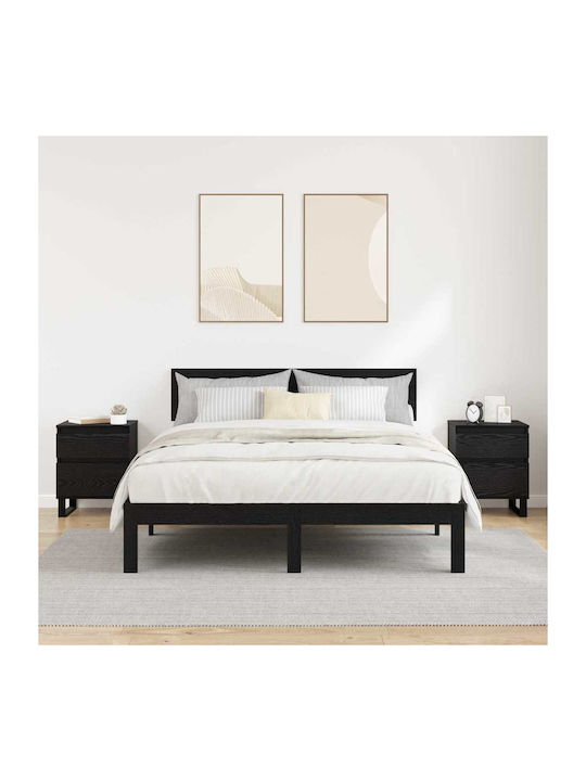 Metal Bedside Tables with Glass Surface Black 2 Pieces 40x35x50cm