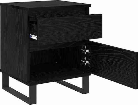 Metal Bedside Tables with Glass Surface Black 2 Pieces 40x35x50cm