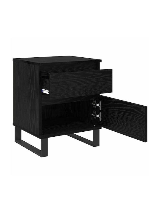 Metal Bedside Table With Glass Surface Black 40x35x50cm