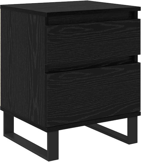 Metal Bedside Tables with Glass Surface Black 2 Pieces 40x35x50cm