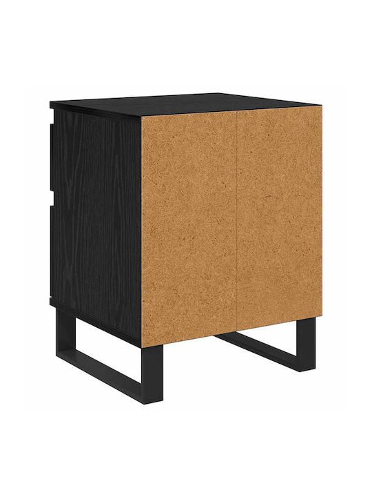 Metal Bedside Tables with Glass Surface Black 2 Pieces 40x35x50cm