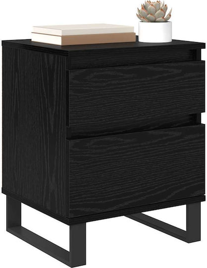 Metal Bedside Tables with Glass Surface Black 2 Pieces 40x35x50cm