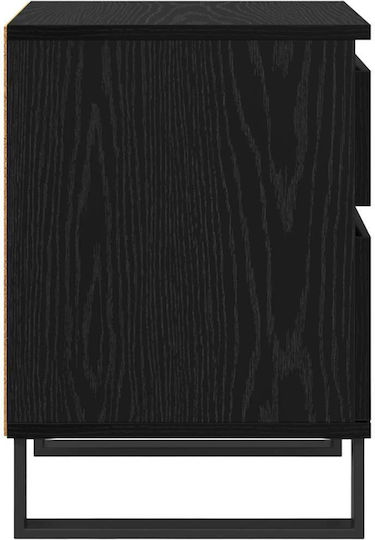 Metal Bedside Tables with Glass Surface Black 2 Pieces 40x35x50cm