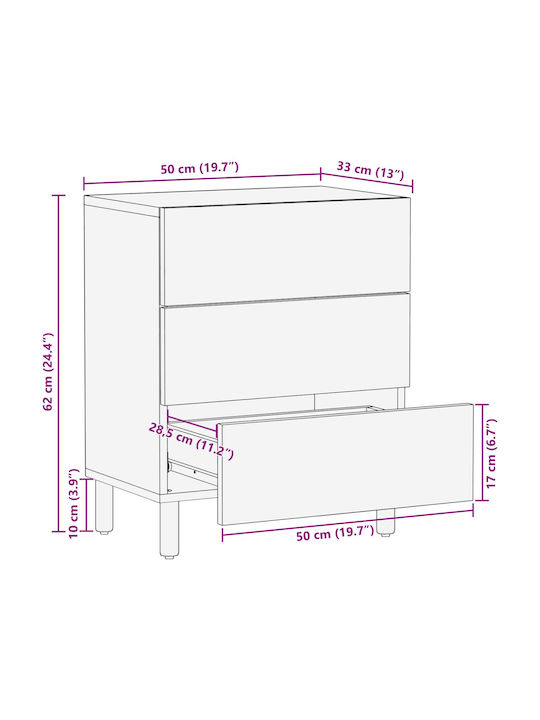 Wooden Bedside Table White 50x33x60cm