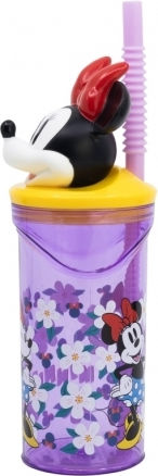 Stor Kinderflasche Minnie Kunststoff mit Strohhalm 360ml